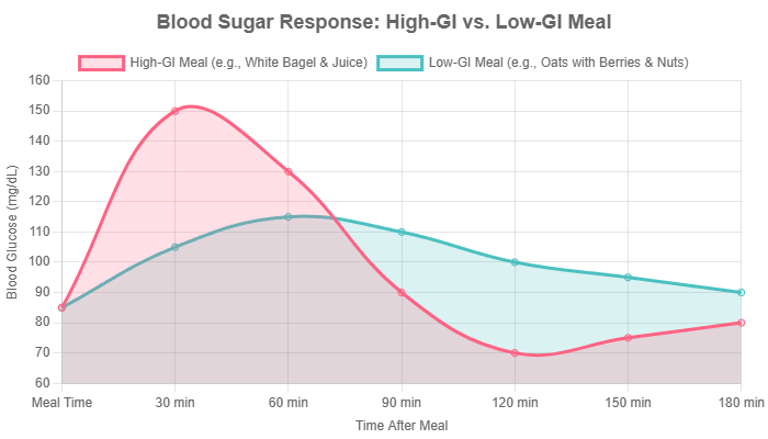 Blood sugar response high GI vs. low GI meal