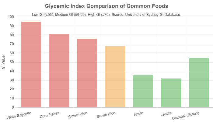 Glycemic index comparison of common foods