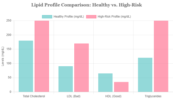 Lipid profile comparison healthy vs high risk