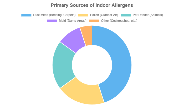 Primary sources of indoor allergens